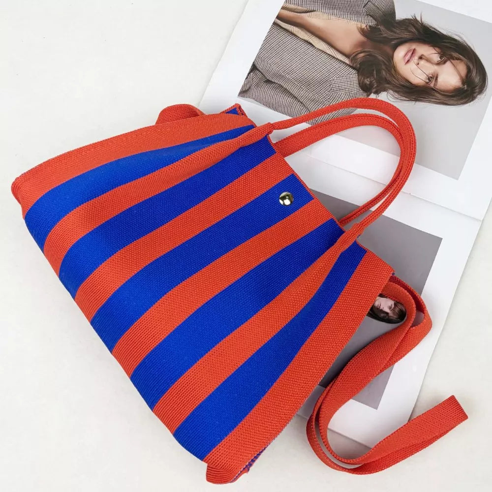 Striped Adjustable Strap Crossbody Bag, back view
