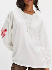 Heart Patch Long Sleeve Sweatshirt in Burgundy, editorial view