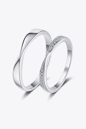 Ethereal Silver delicate band rings, one plain, one with pave diamonds.
