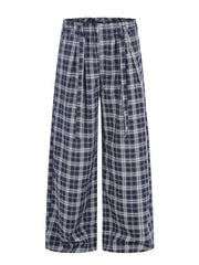 Men S Plaid Wide-leg Pants in Blue, front view