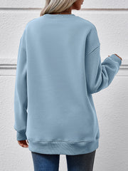 Christmas Gnome Graphic Sweatshirt in Misty Blue, crewneck, long sleeve, relaxed fit.