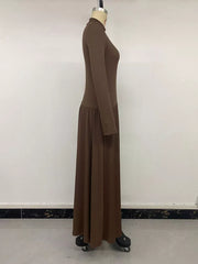 Mock Neck Long Sleeve Midi Dress, editorial view