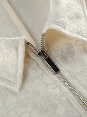 Jacquard Bomber Jacket With Drawstring Waist option 5