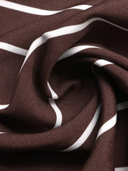 Brown striped maxi dress fabric detail with smocked texture.