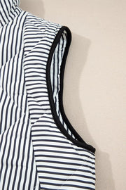 Striped Quilted Vest Coat in Black, view 11