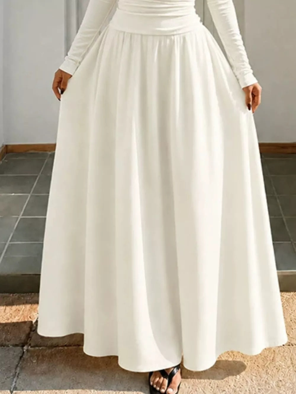 Off-the-shoulder Maxi Dress in Brown, editorial view