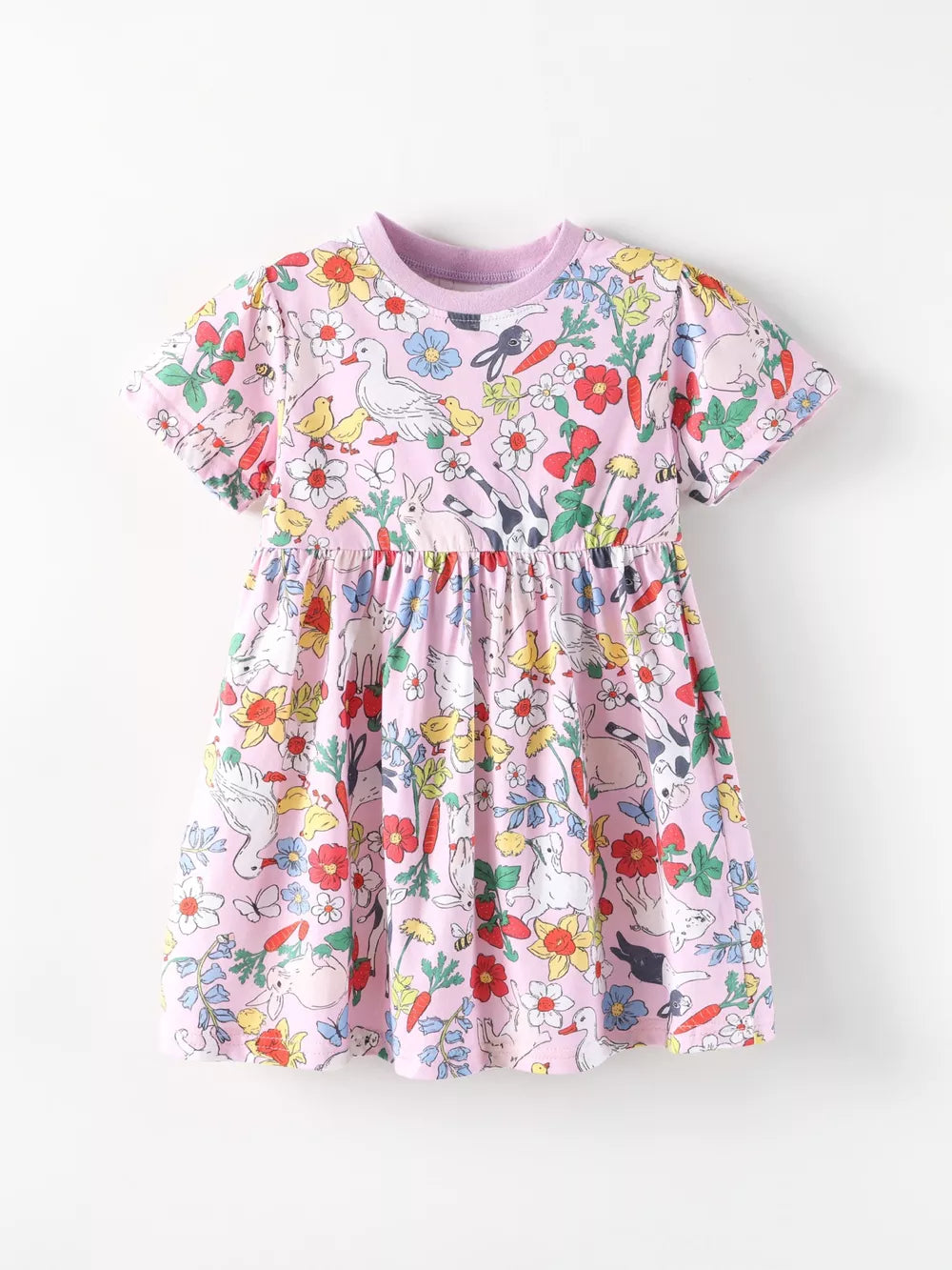 Children's Printed Round Neck Dress, side view