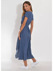 Floral Surplice Midi Dress With Tie Waist