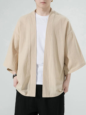 Oversized casual open front jacket in Khaki with wide sleeves and a relaxed fit.