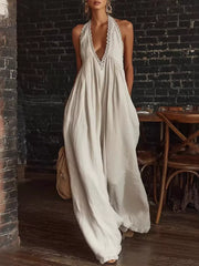 Luxe Lace-trimmed Halter Neck Romper