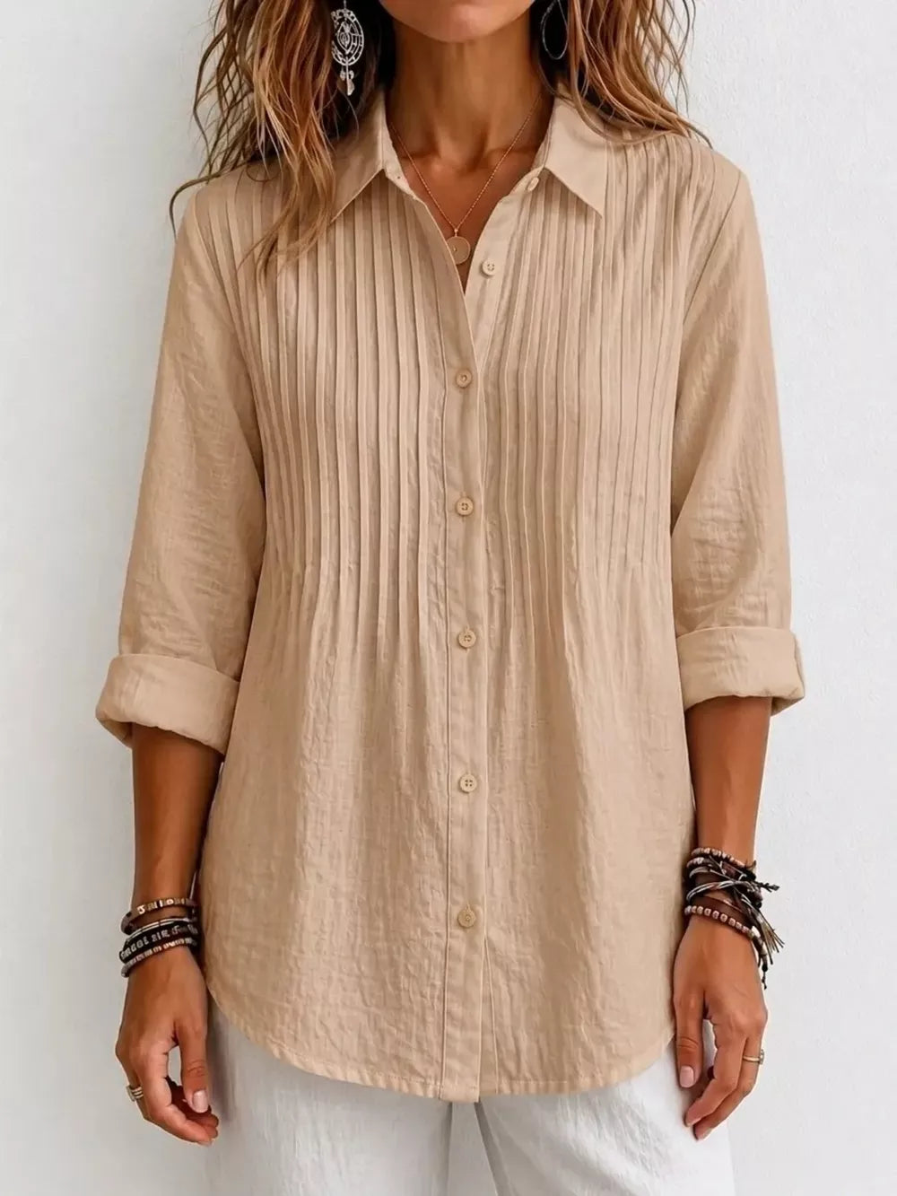 Men's Plus Size Long Sleeve Button-up Shirt, alternate angle
