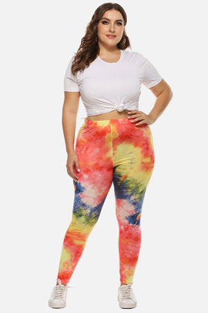 Rainbow Burst Sculpt Leggings in multicolor tie-dye pattern, full length, high waisted.
