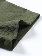 Army green cotton casual shirt with textured fabric detail