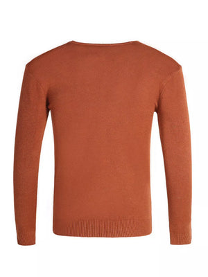 Men's Plus Size Solid Color Long Sleeve Knit Top in Navy, side view