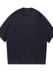Oversized crew neck t-shirt in dark gray with textured fabric and dropped shoulders.