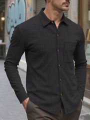 Men's Full Size Casual Button Up Long Sleeve Shirt, model styling view