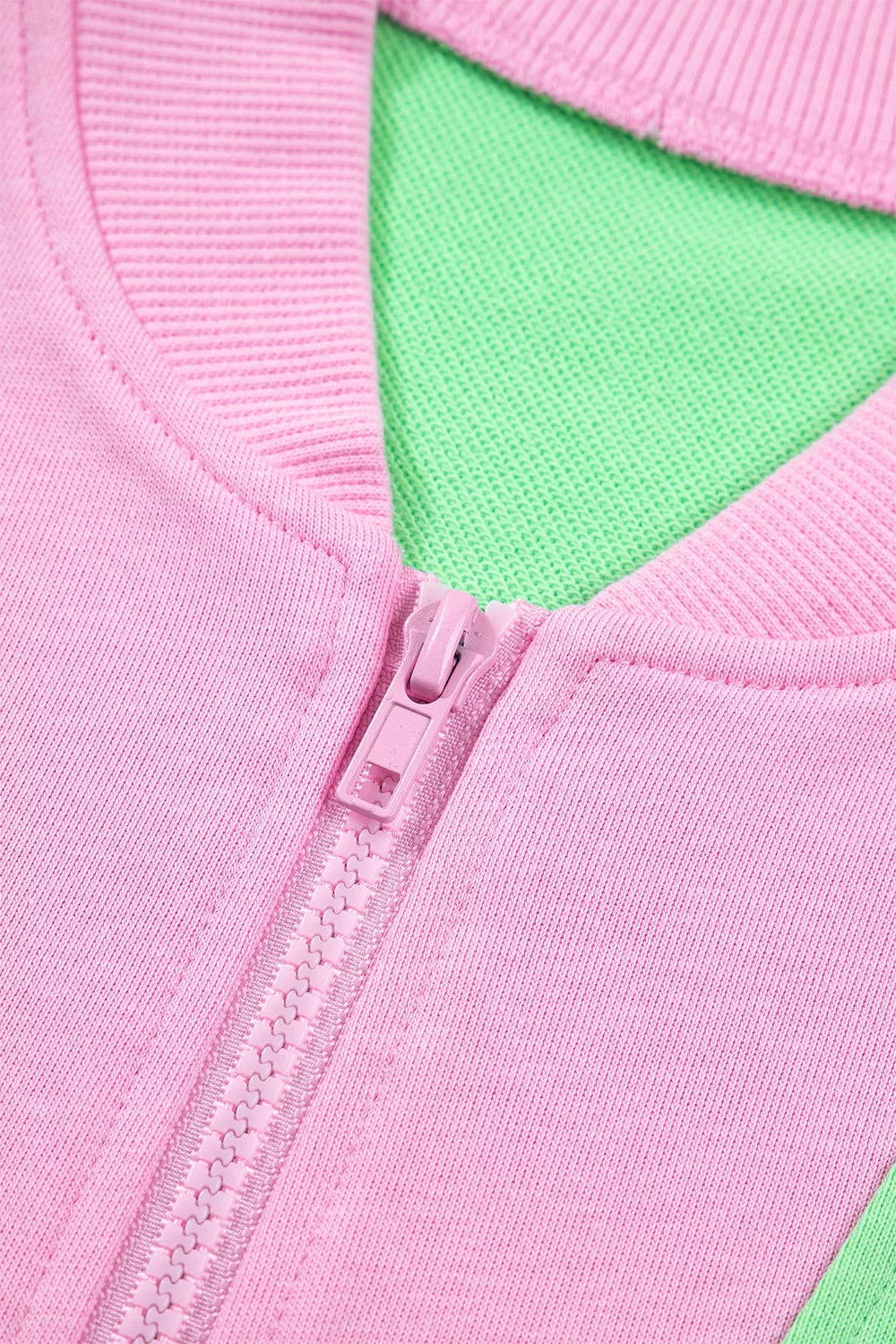 Color Block Half Zip Top & Shorts Set in Neon Green, back view