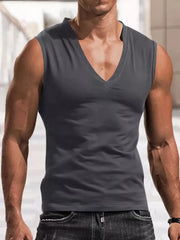 Men's Full Size V-neck Tank Top Plus Size in Royal Blue, front view