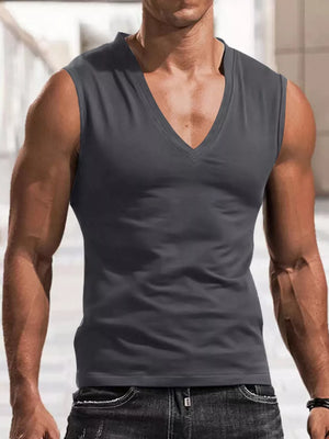 Men's Full Size V-neck Tank Top Plus Size in Royal Blue, front view