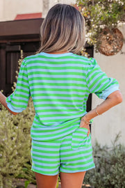 Puff Sleeve Colorblock Two-piece Set