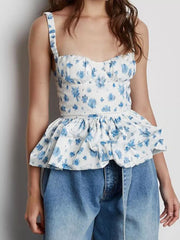 Charming Floral Ruffle Hem Tank