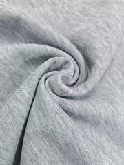 Sporty striped lounge set fabric detail, heather grey knit material.