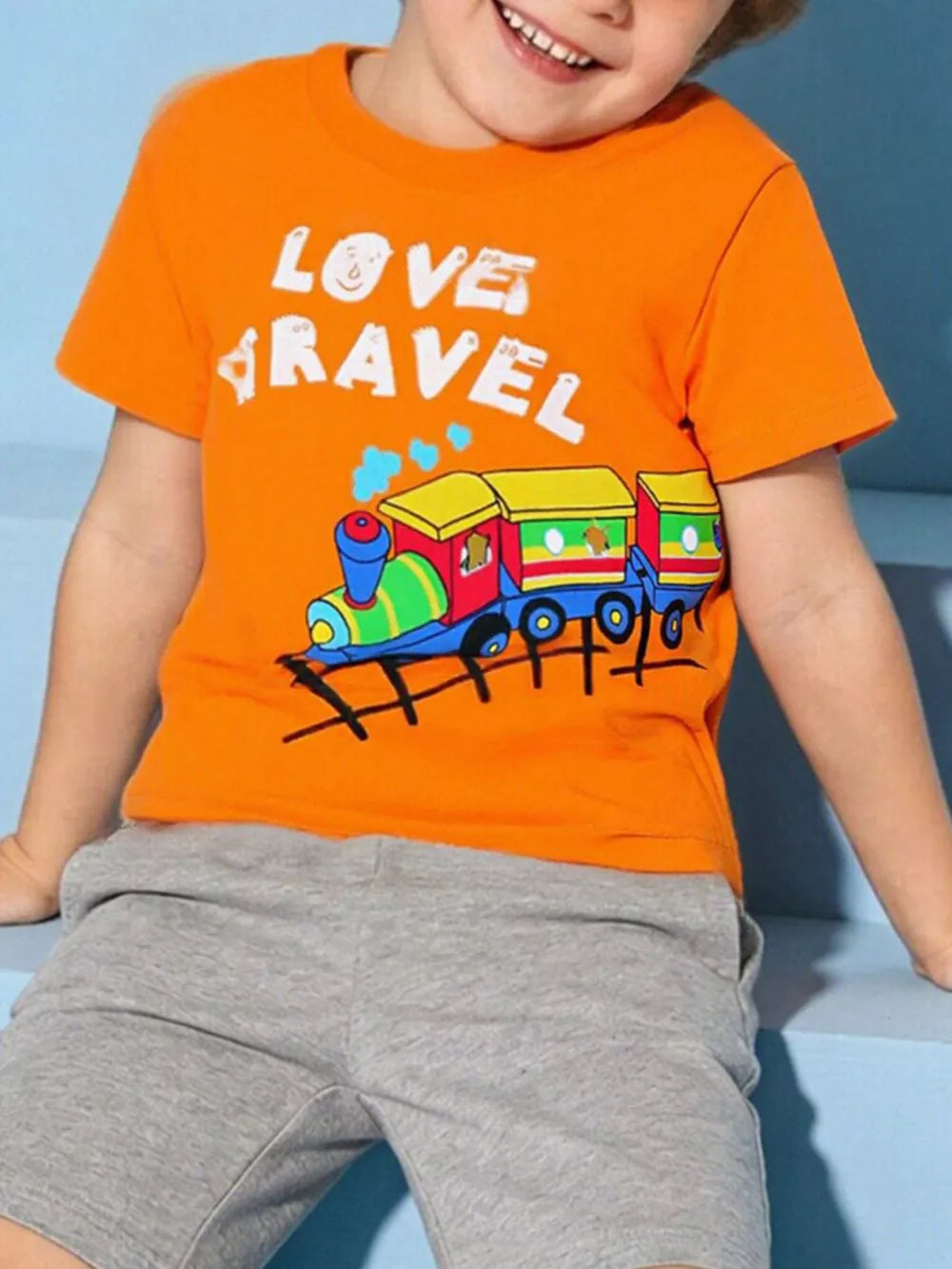 Playful Love Travel Train T-shirt, cotton, baby size.