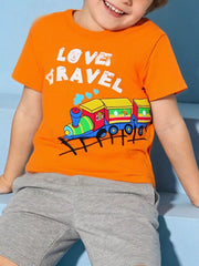 Playful Love Travel Train T-shirt, cotton, baby size.