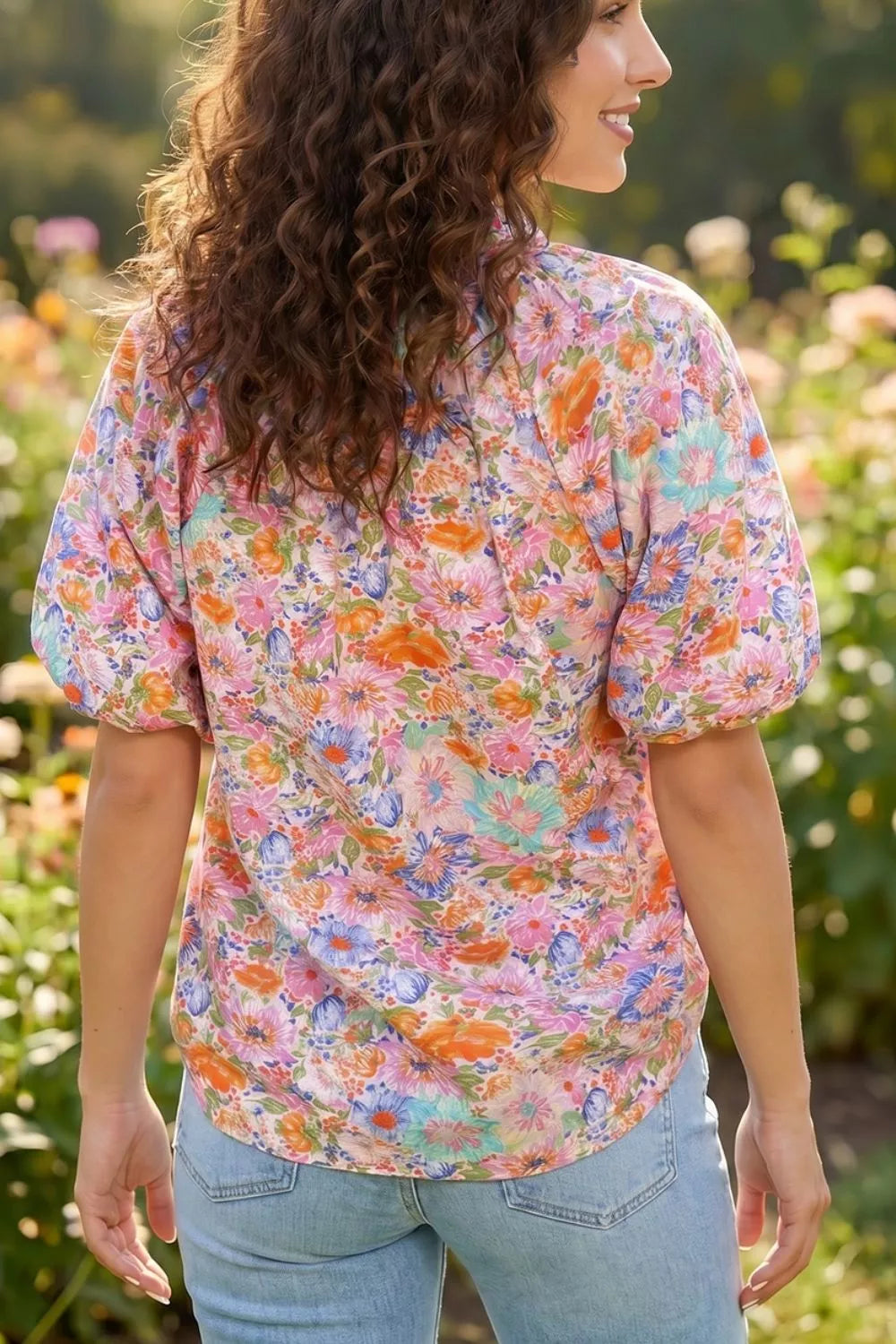 Print Puff Sleeve Blouse, side view