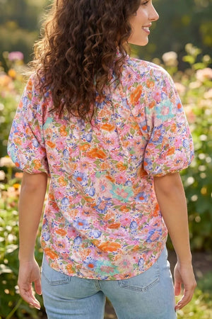 Print Puff Sleeve Blouse, side view