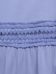 Blue tiered maxi dress with lace trim detail