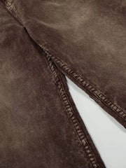 Brown corduroy joggers with visible stitching detail