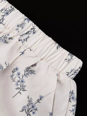 Charming Floral Balloon Sleeve Two-piece Set