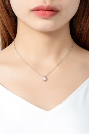 Silver necklace with heart-cut moissanite solitaire pendant