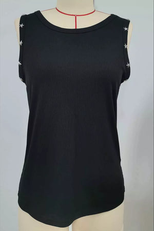Star Detail Ribbed Tank, side view