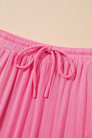 Pink ribbed co-ord skirt with drawstring waist detail