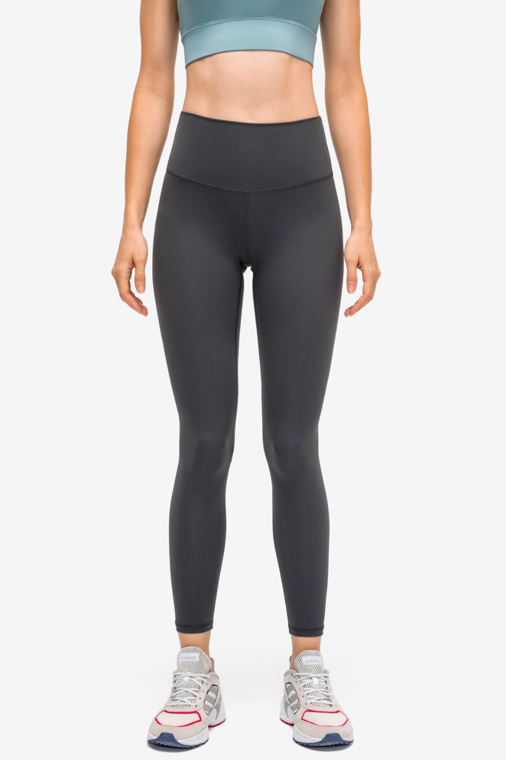 Dark Gray StealthFit pocketed leggings with a high waist and full length.