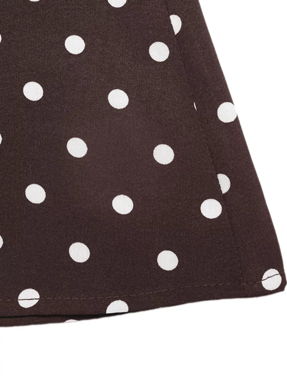 Brown polka dot maxi dress with square neckline detail
