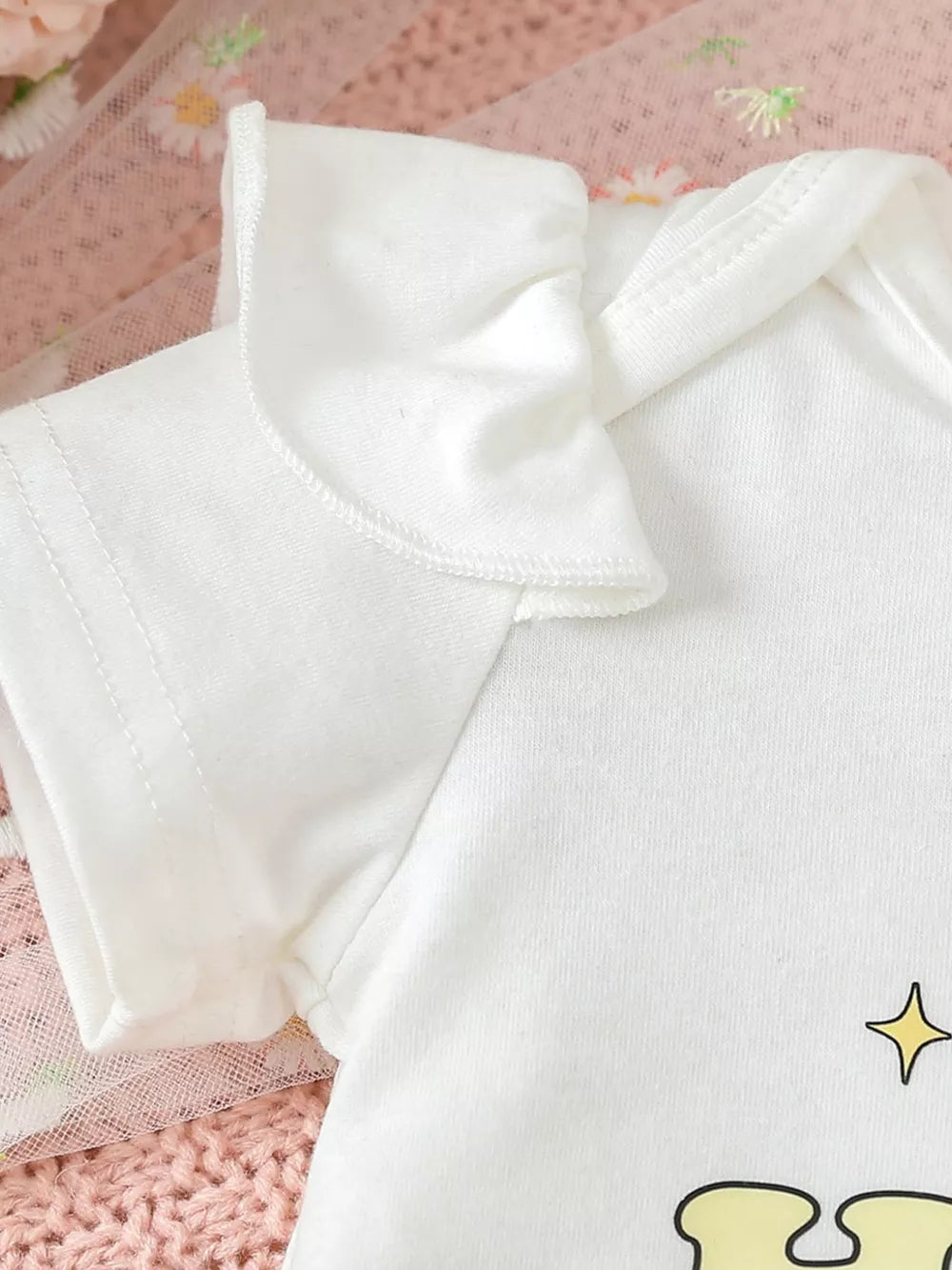 Children's Ruffled Short Sleeve Bodysuit And Shorts Set, model styling view