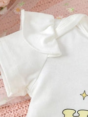 Children's Ruffled Short Sleeve Bodysuit And Shorts Set, model styling view