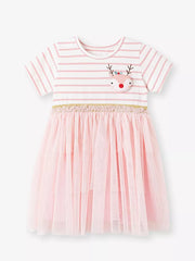 Festive Tulle Dress With Reindeer Detail