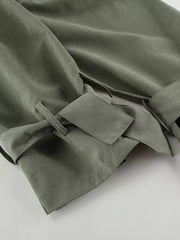 Lapel Collar Belted Cropped Trench in Moss, view 11