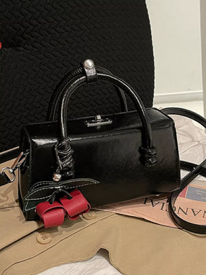 Top Handle Crossbody Bag in Pink, close-up detail