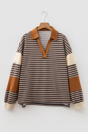 Knit Long-sleeve Top in Coffee Brown, fabric detail