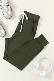 Slim-fit olive joggers with drawstring and pockets