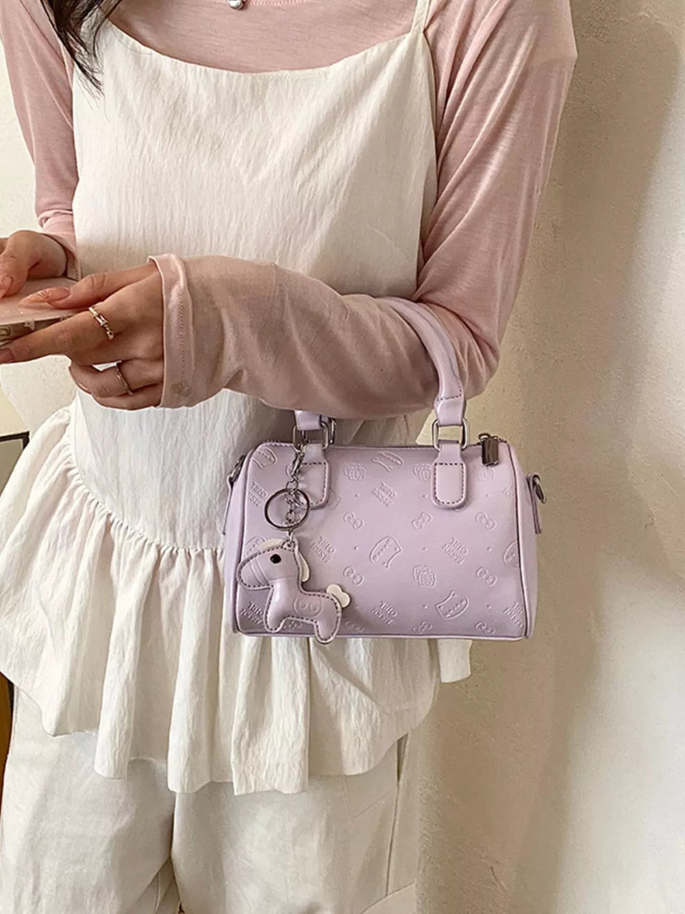 Top Handle Crossbody Bag in Pink Purple, product detail