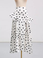 Chic High-waisted Polka Dot Skirt