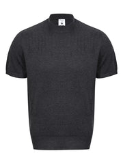 Men's Mock Neck Short Sleeve Knit Top in Khaki, front view