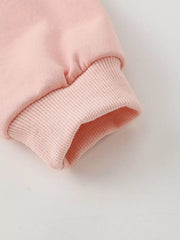 Kids' watermelon pink cotton sweatshirt cuff detail