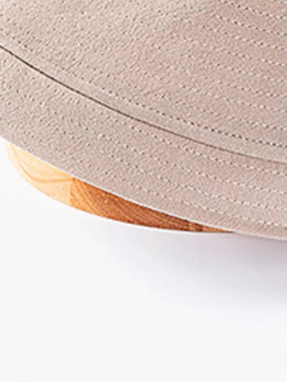 Khaki cotton bucket hat with stitched detail and wide brim